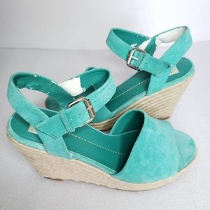 Dolce Vita Teal Espadrille Leather Suede Wedges
